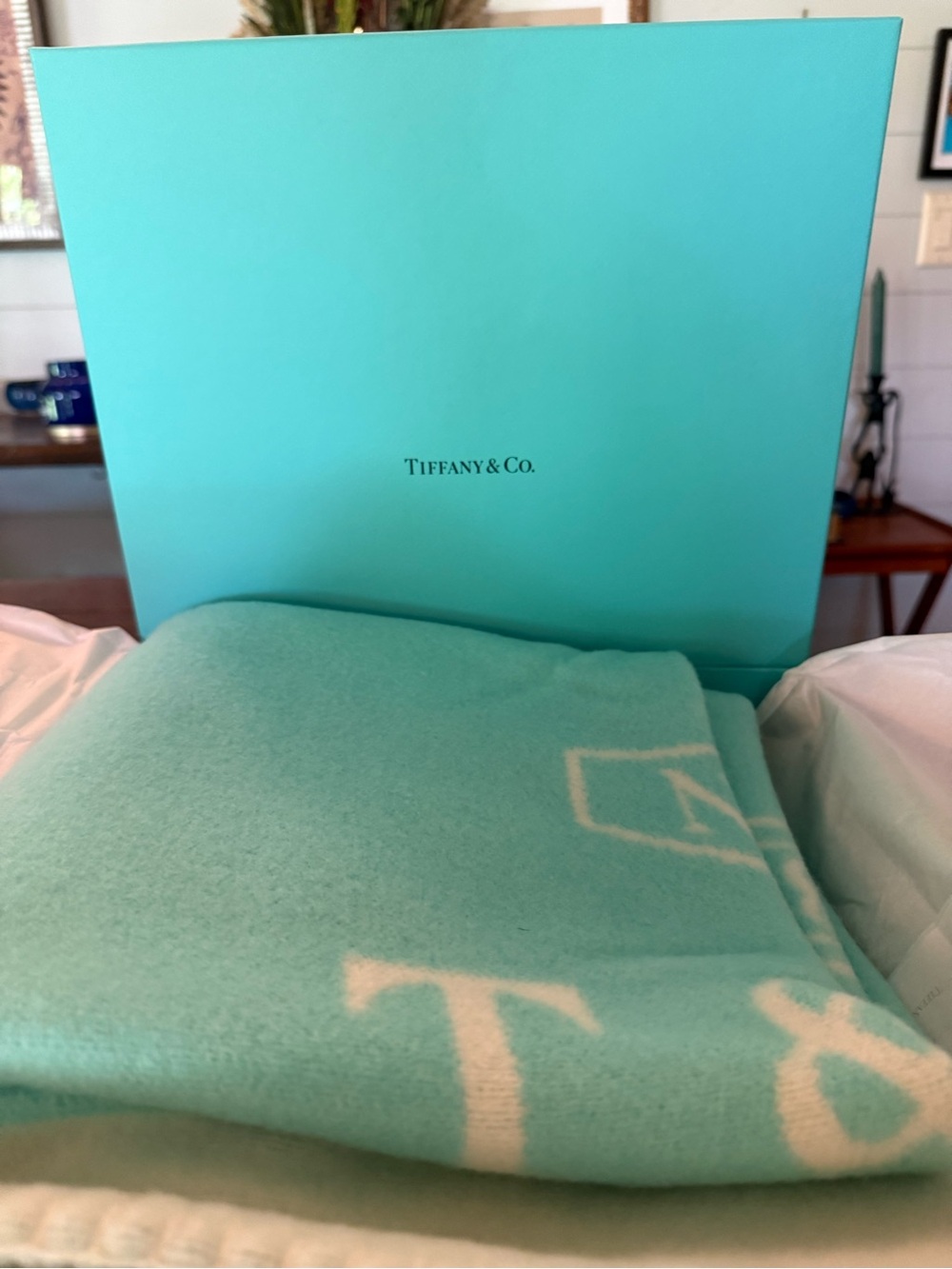 Tiffany & Co. Tiffany wool and cashmere Baby Blanket w/box and bag